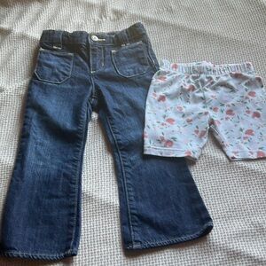 Lot set of Gap flare jeans and biker shorts